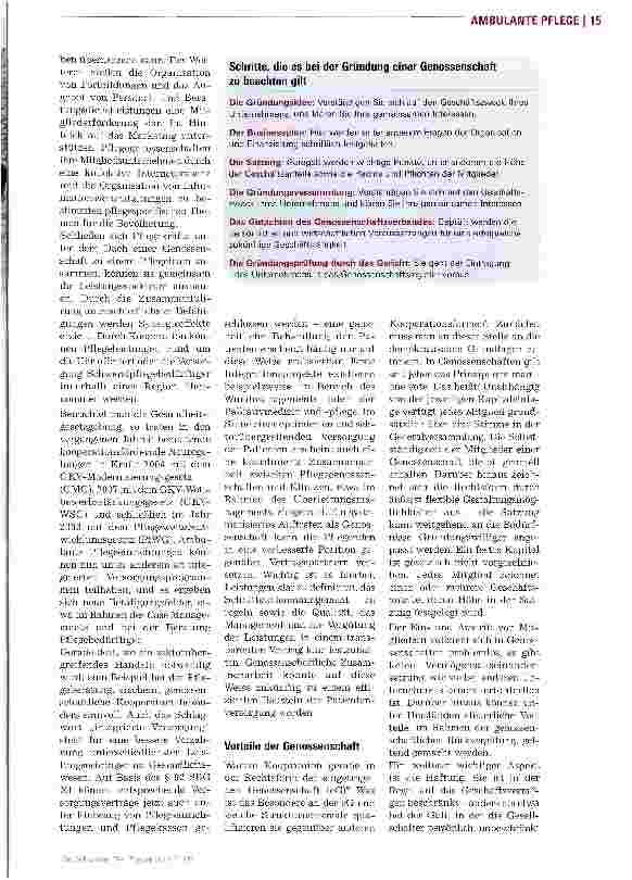 Vorschauseite 2: Genossenschaften in der PflegeVon der Gemeinschaft profitieren
