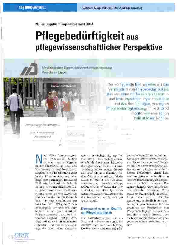Vorschauseite 1: Neues Begutachtungsassessment (NBA)Pflegebedürftigkeit aus pflegewissenschaftlicher Perspektive