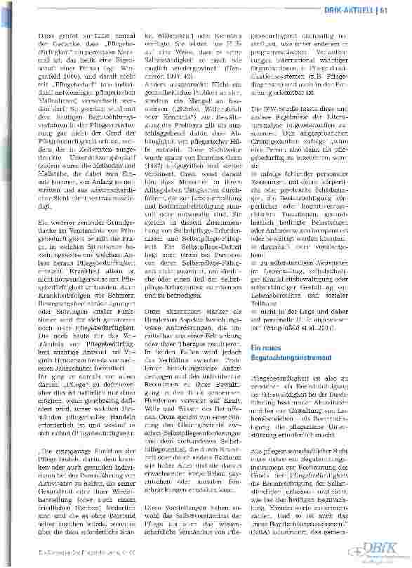 Vorschauseite 2: Neues Begutachtungsassessment (NBA)Pflegebedürftigkeit aus pflegewissenschaftlicher Perspektive