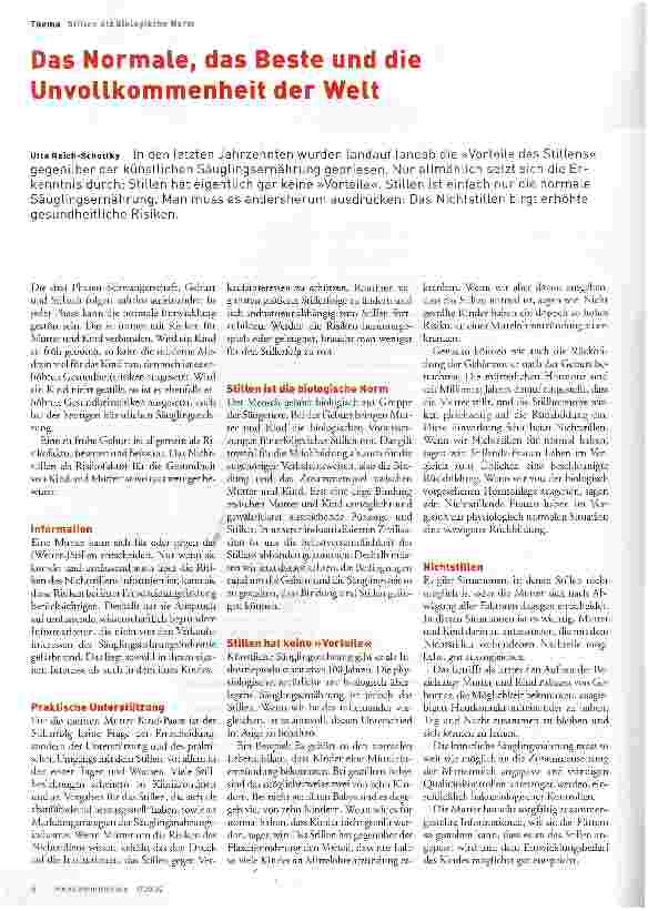 Vorschauseite 1: Stillen als biologische NormDas Normale, das Beste und die Unvollkommenheit der Welt