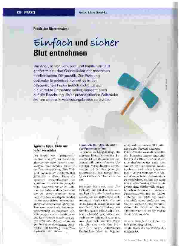Vorschauseite 1: Einfach und sicher Blut entnehmen