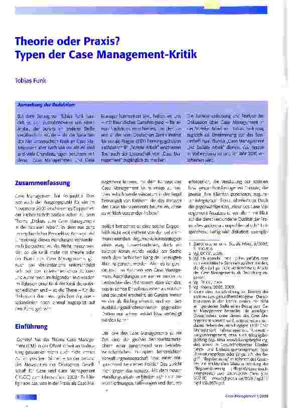Vorschauseite 1: Theorie oder Praxis? Typen der Case Management-Kritik