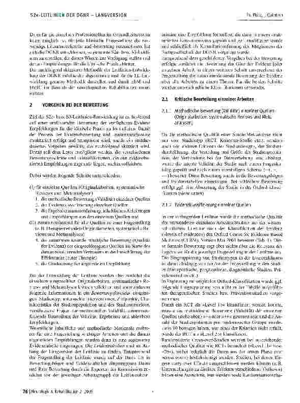 Vorschauseite 2: Methodik der Leitlinien-Entwicklung der Leitlinien-Kommission der Deutschen Gesellschaft für Neurorehabilitation (DGNR)