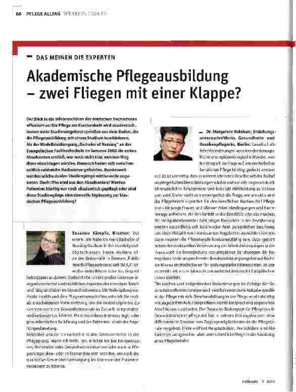 Vorschauseite 1: Akademische Pflegeausbildung - zwei Fliegen mit einer Klappe?
