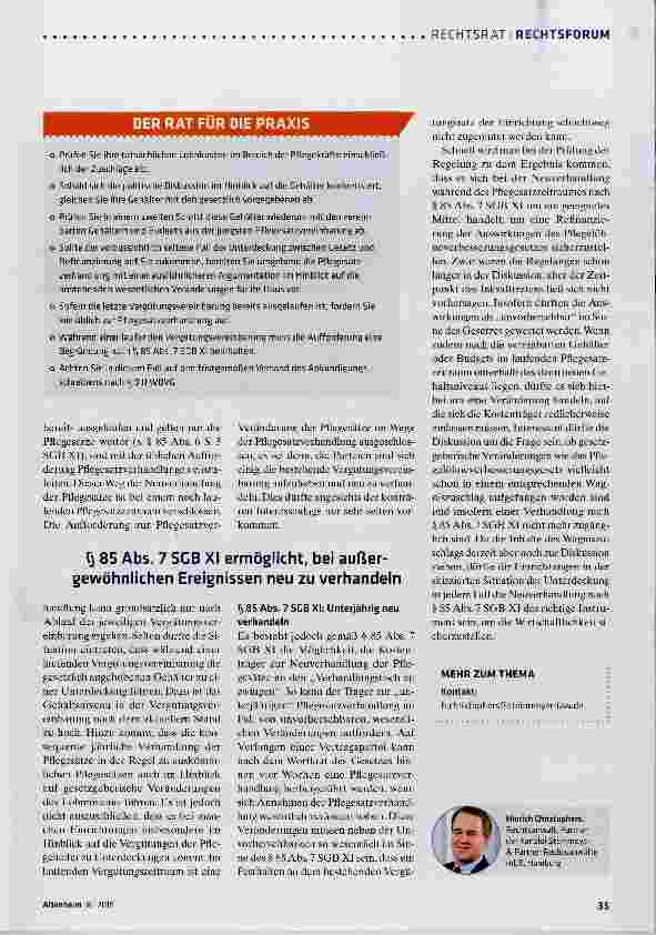 Vorschauseite 2: Pflegelöhneverbesserungsgesetz: So können Sie sich im Notfail absichern