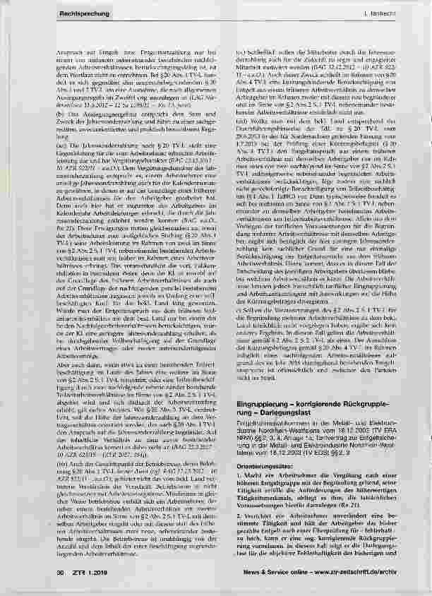 Vorschauseite 2: Kürzung von Jahressonderzahlung (TV-L); parallele Teilarbeitsverhältnisse