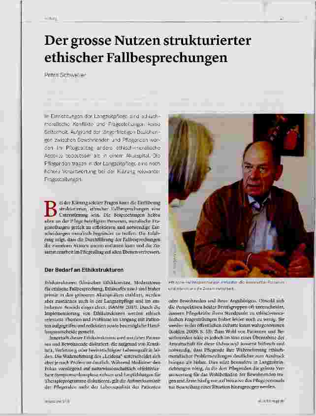 Vorschauseite 1: Der grosse Nutzen strukturierter ethischer Fallbesprechungen