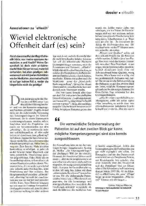 Vorschauseite 1: Wieviel elektronische Offenheit darf (es) sein: