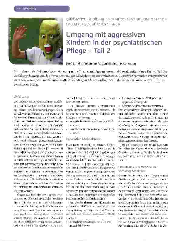 Vorschauseite 1: Umgang mit aggressiven Kindern in der psychiatrischen Pflege - Teil 2