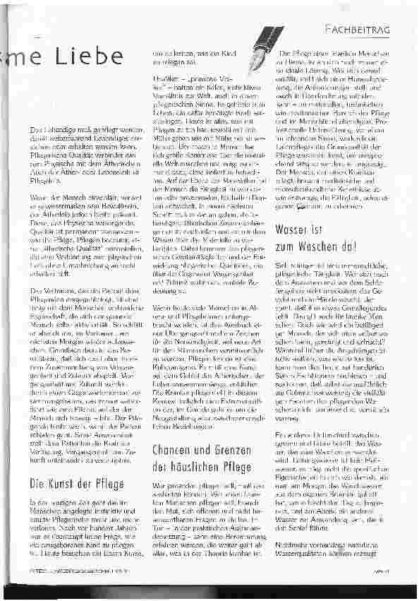 Vorschauseite 2: die Kunst der Pflege: Wirksame Liebe