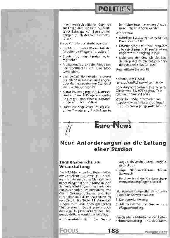 Vorschauseite 1: Neue Anforderungen an die Leitung einer Station Tagungsbericht zur Veranstaltung