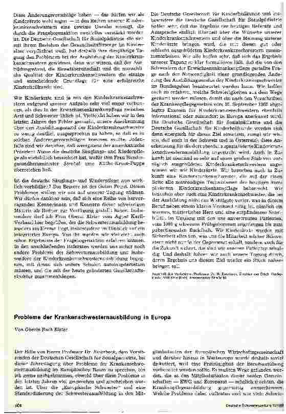 Vorschauseite 1: Probleme der Krankenschwesternausbildung in Europa
