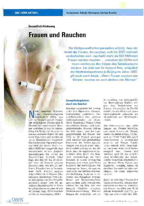 Vorschauseite 1: Frauen und Rauchen