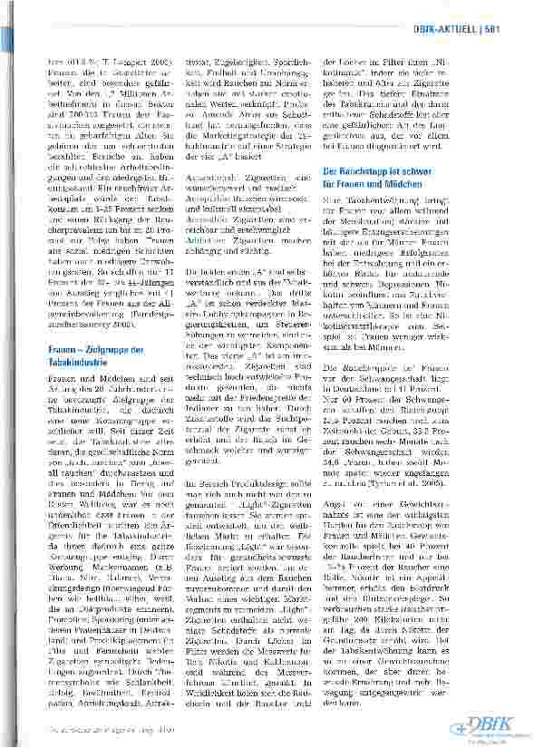 Vorschauseite 2: Frauen und Rauchen