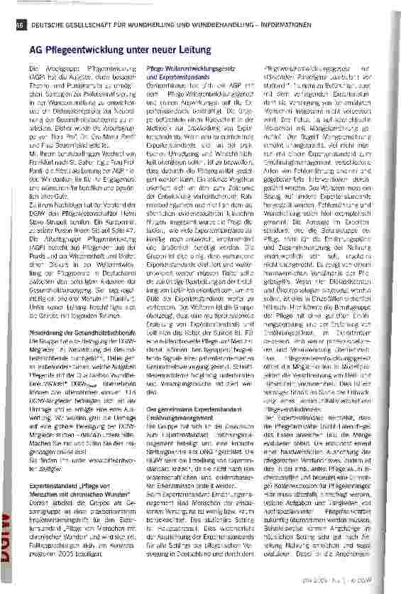Vorschauseite 1: AG Pflegeentwicklung unter neuer Leitung