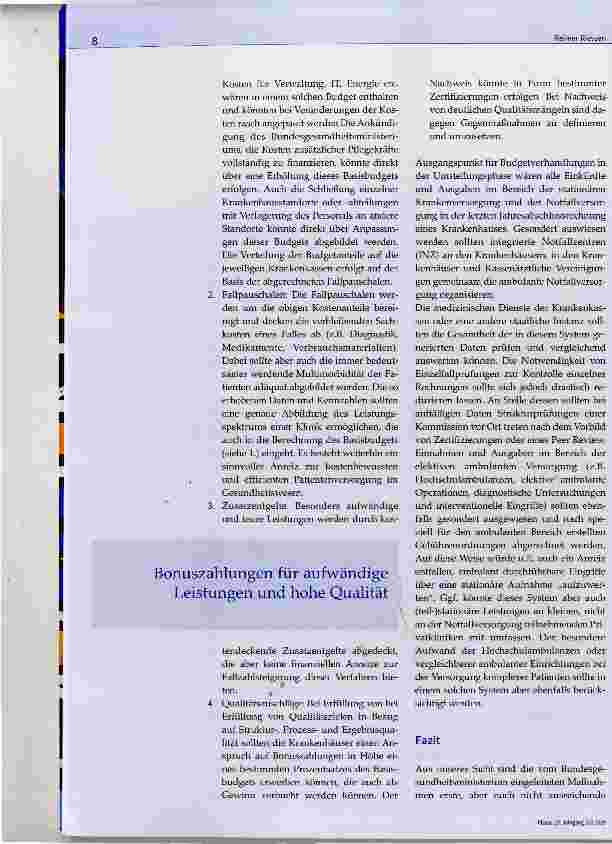 Vorschauseite 5: Vergütung intensivmedizinischer Leistungen im DRG-System Aktuelle Probleme und Lösungsvorschläge