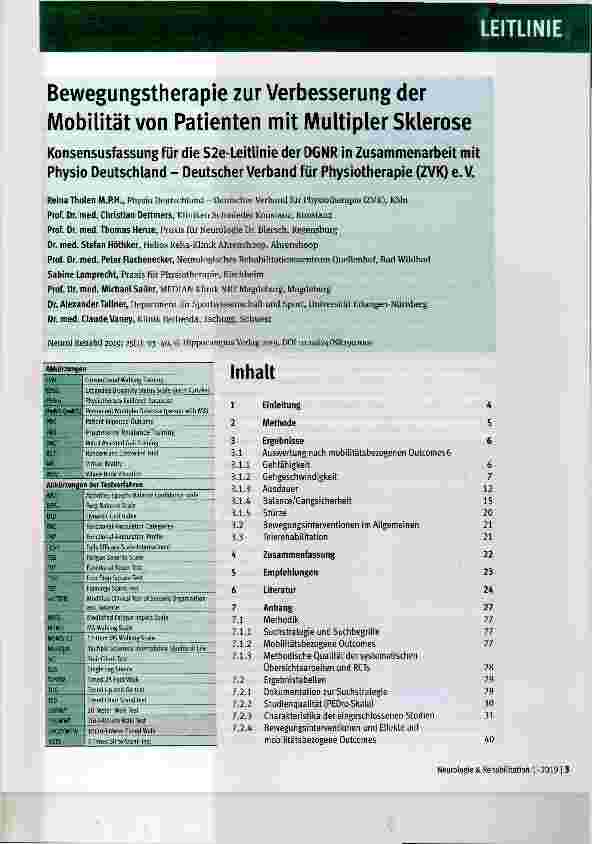 Vorschauseite 1: Bewegungstherapie zur Verbesserung der Mobilität von Patienten mit Multipler Sklerose