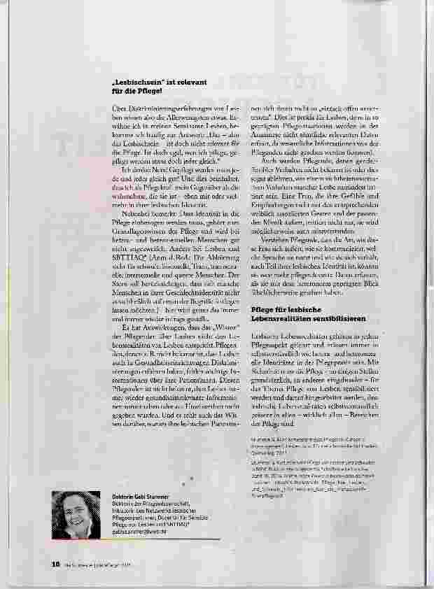 Vorschauseite 2: FÜR MEHR LESBISCHE SICHTBARKEIT IN DER PFLEGE