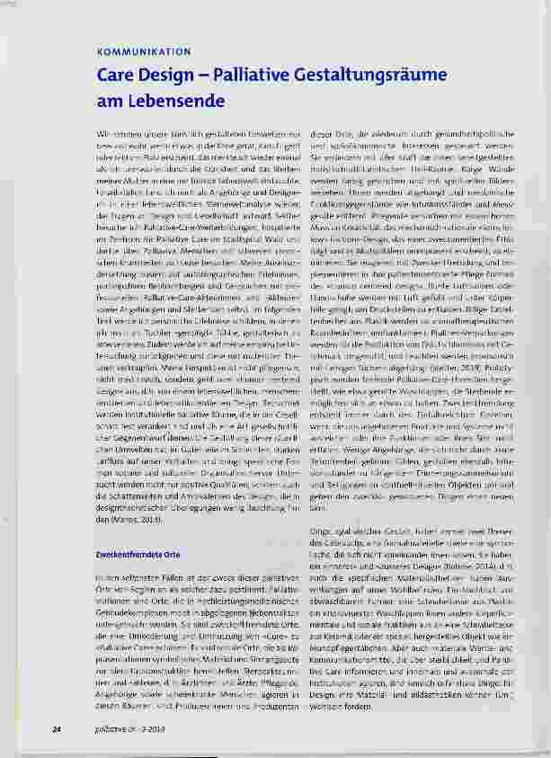 Vorschauseite 1: Care Design - Palliative Gestaltungsräume am Lebensende