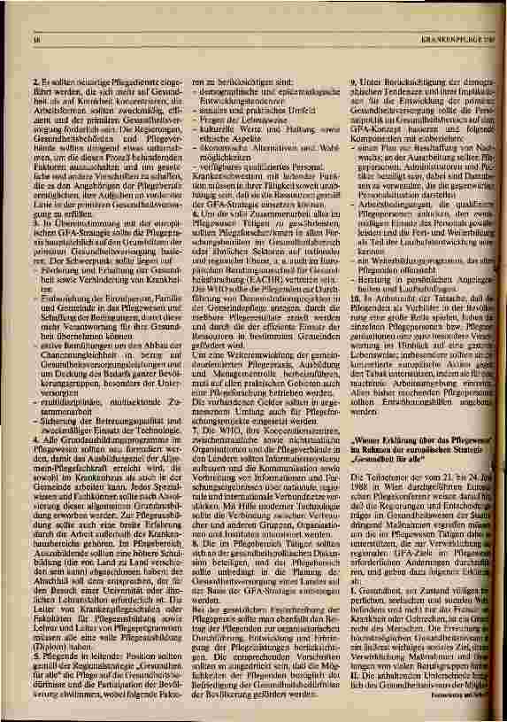Vorschauseite 3: Europäische Pflegekonferenz 21. - 24.06.1988 in Wien