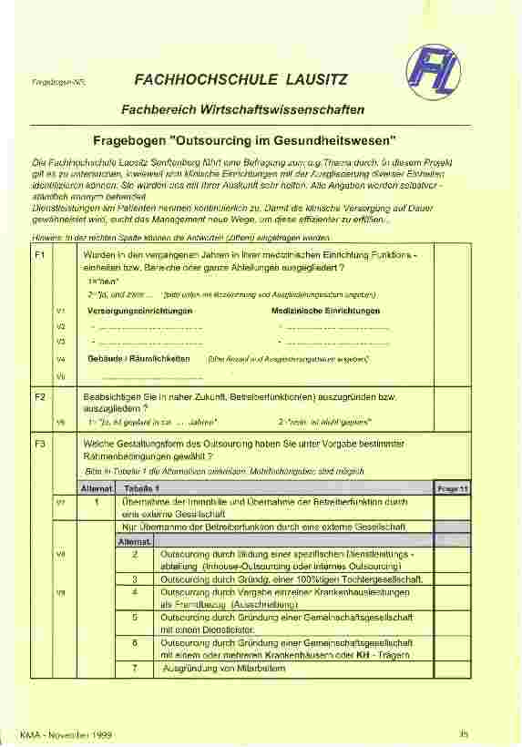 Vorschauseite 4: Outsourcing im Krankenhaus - quo vadis? Fragebogen-Aktion: hält das Outsourcing-Konzept was es verspricht?
