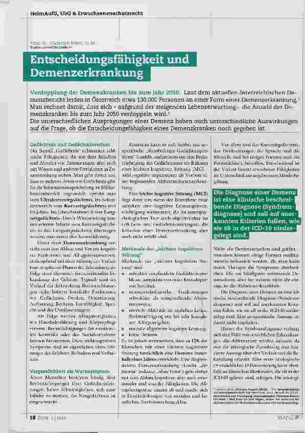 Vorschauseite 1: Entscheidungsfähigkeit und Demenzerkrankung