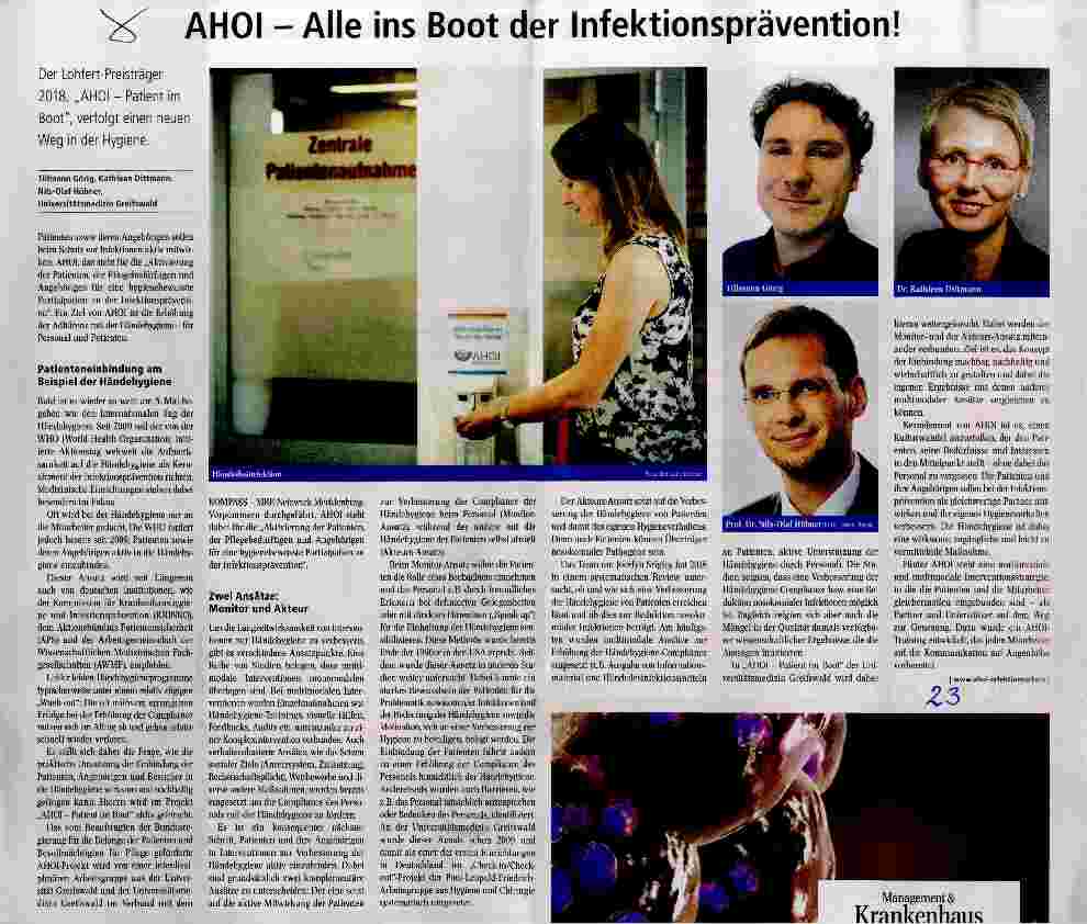 Vorschauseite 1: AHOI - Alle ins Boot der Infektionsprävention!