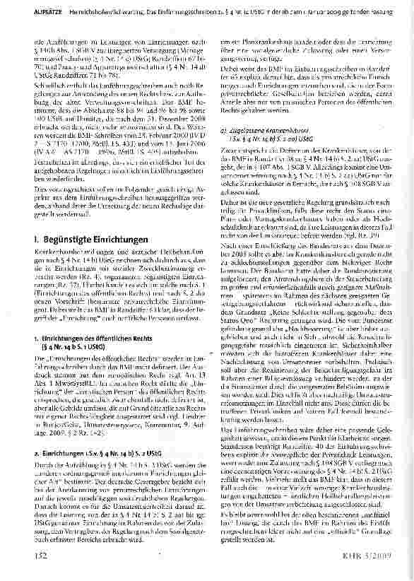 Vorschauseite 2: Das Einführungsschreiben zu § 4 Nr. 14 UStG in der ab dem 1. Januar 2009 geltenden Fassung