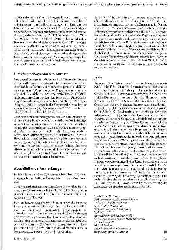 Vorschauseite 5: Das Einführungsschreiben zu § 4 Nr. 14 UStG in der ab dem 1. Januar 2009 geltenden Fassung