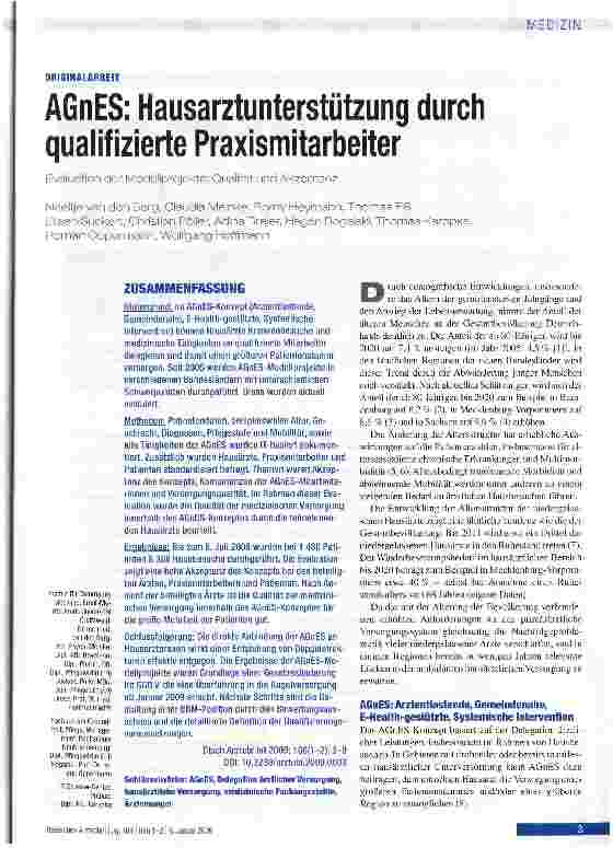 Vorschauseite 1: AGnES: Hausarztunterstützung durch qualifizierte Praxismitarbeiter