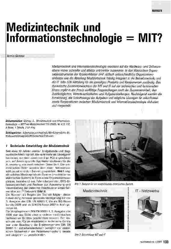 Vorschauseite 1: Medizintechnik und Informationstechnologie = MIT?