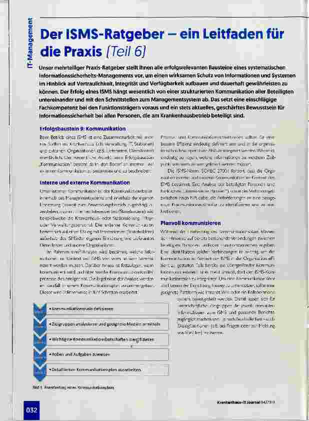Vorschauseite 1: Der ISMS-Ratgeber ein Leitfaden für I die Praxis [Teil 6]