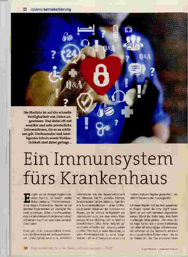 Vorschauseite 1: Ein Immunsystem fürs Krankenhaus