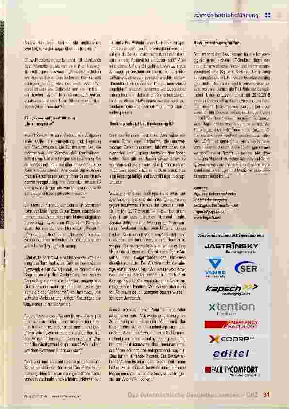 Vorschauseite 2: Ein Immunsystem fürs Krankenhaus