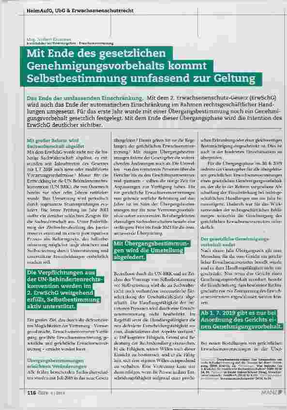 Vorschauseite 1: Mit Ende des gesetzlichen Genehmigungsvorbehalts kommt Selbstbestimmung umfassend zur Geltung