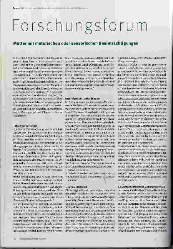 Vorschauseite 1: Mütter mit motorischen oder sensorischen Beeinträchtigungen