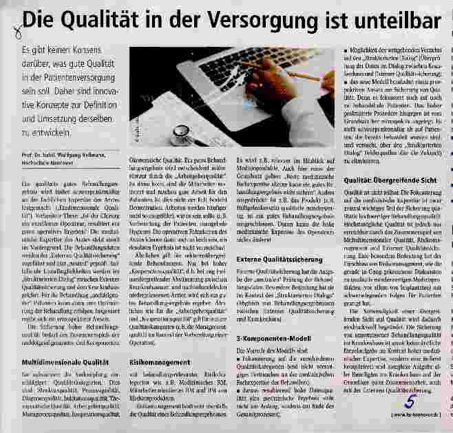 Vorschauseite 1: Die Qualität in der Versorgung ist unteilbar