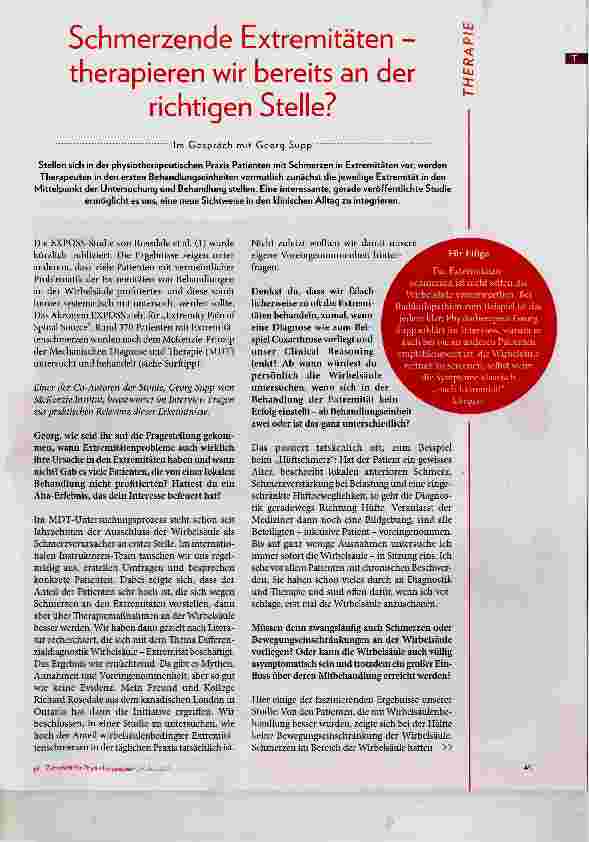 Vorschauseite 2: Schmerzende Extremitäten therapieren wir bereits an der richtigen Stelle?