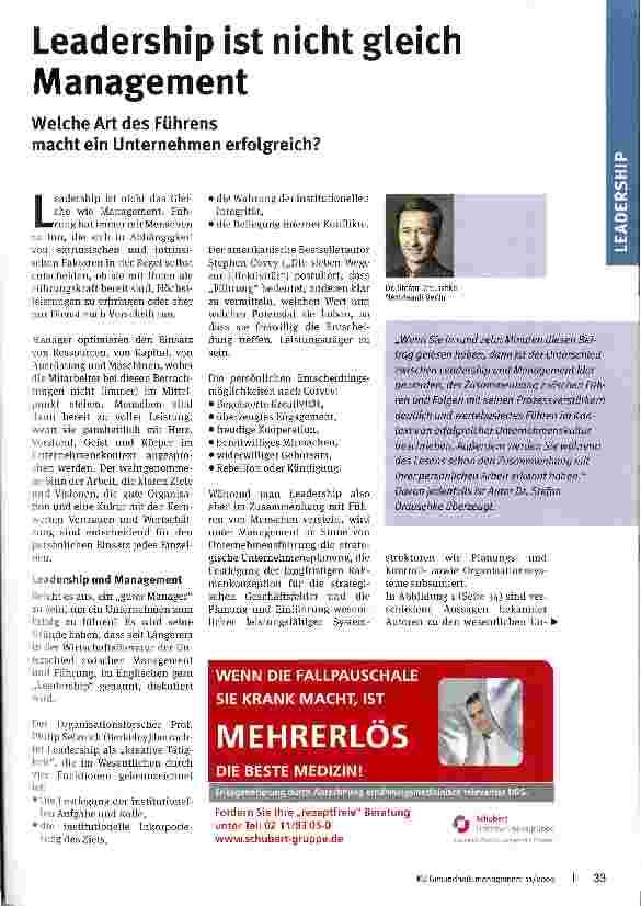 Vorschauseite 1: Leadership ist nicht gleich Management