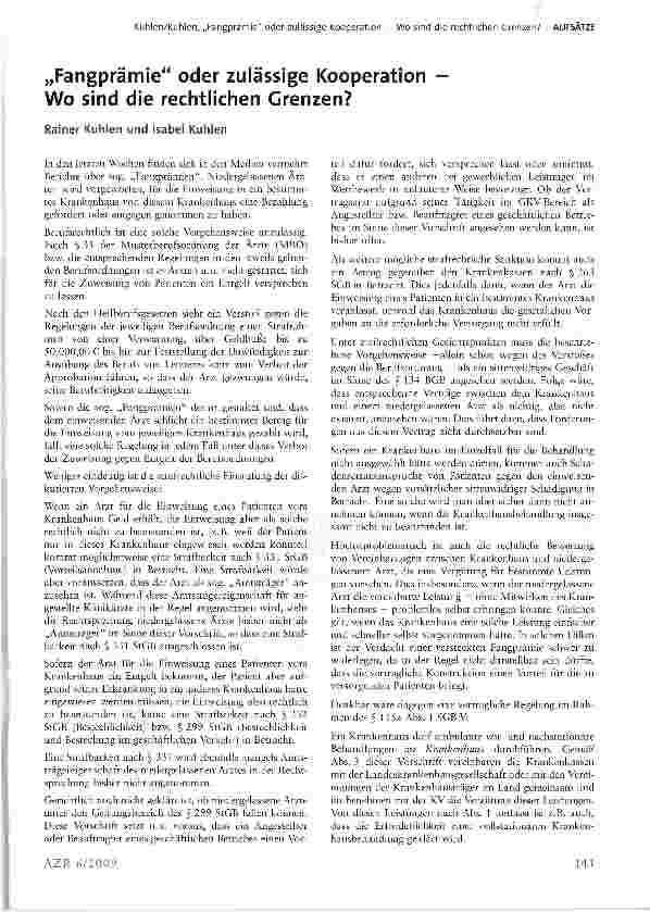 Vorschauseite 1: „Fangprämie oder zulässige Kooperation -Wo sind die rechtlichen Grenzen?