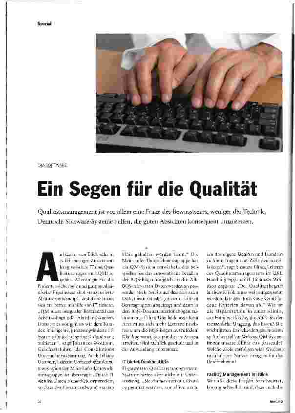 Vorschauseite 1: Ein Segen für die Qualität