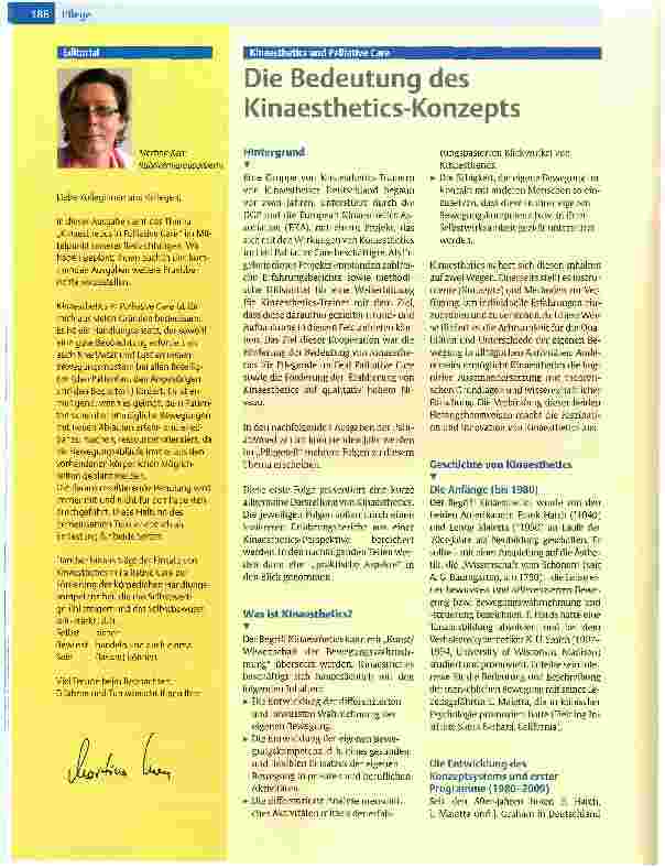Vorschauseite 1: Die Bedeutung des Kinaesthetics-Konzepts