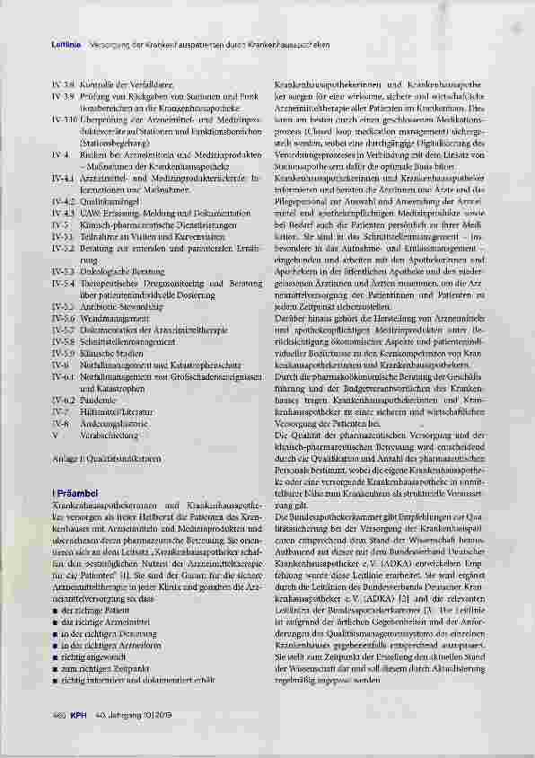 Vorschauseite 2: Versorgung der Krankenhauspatienten durch Krankenhausapotheken
