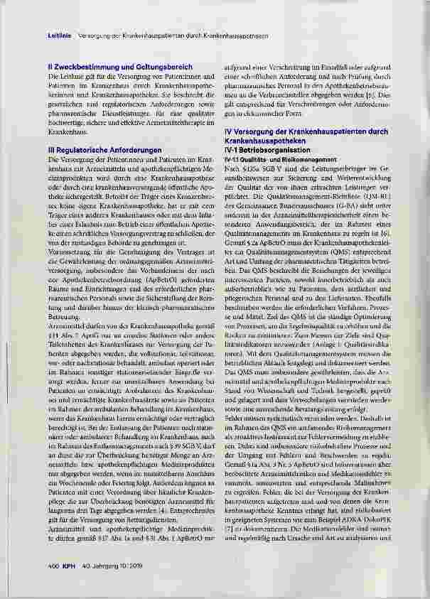 Vorschauseite 3: Versorgung der Krankenhauspatienten durch Krankenhausapotheken