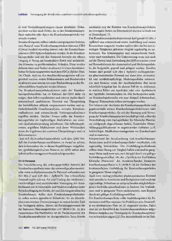 Vorschauseite 4: Versorgung der Krankenhauspatienten durch Krankenhausapotheken