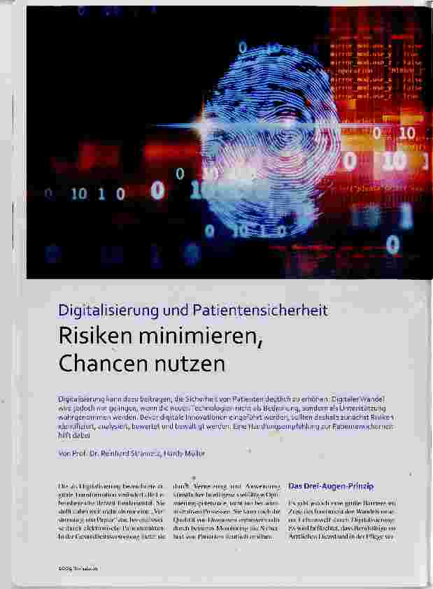 Vorschauseite 1: Digitalisierung und Patientensicherheit Risiken minimieren, Chancen nutzen