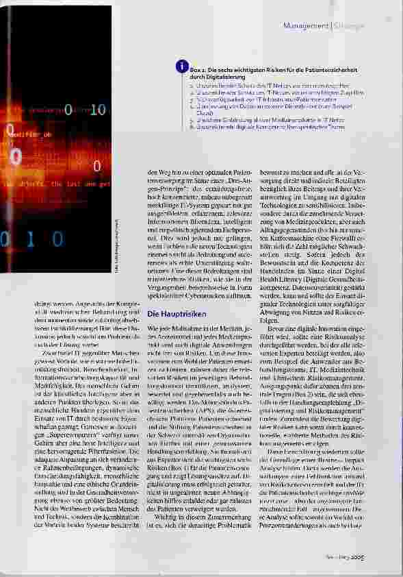 Vorschauseite 2: Digitalisierung und Patientensicherheit Risiken minimieren, Chancen nutzen