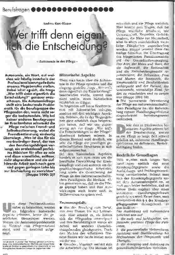 Vorschauseite 1: Wer trifft denn eigentlich die Entscheidung? Autonomie in der Pflege