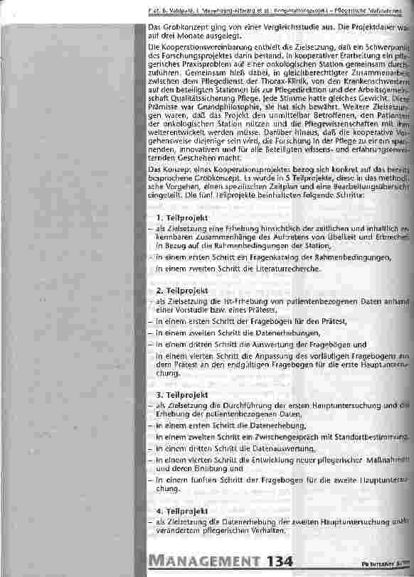 Vorschauseite 3: Kooperationsprojekt: Pflegerische Maßnahmen gegen Übelkeit und Erbrechen bei Zytostatikatherapien