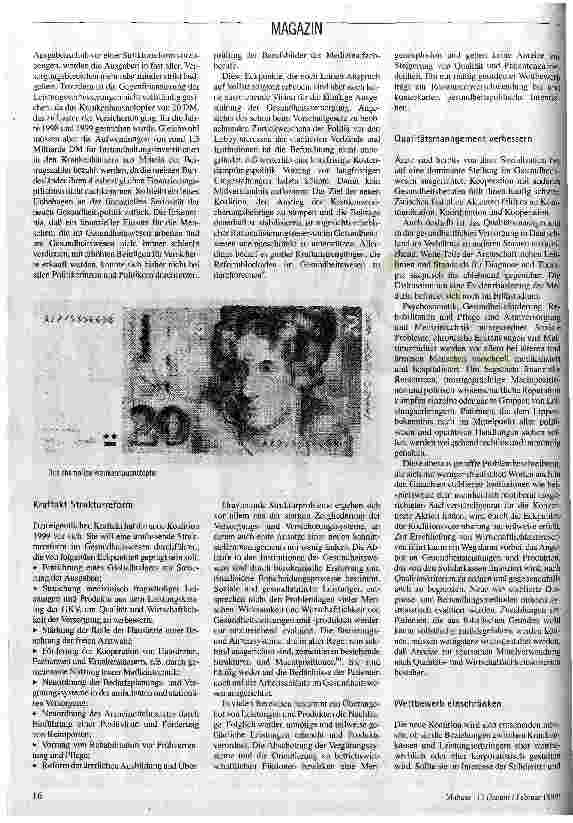 Vorschauseite 2: Szenario eines Kurswechsels in der Gesundheitspolitik